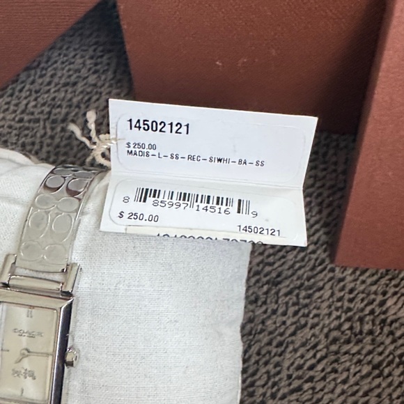 Coach Silver Rectangular Watch with Box. Never been worn. - Picture 4 of 4